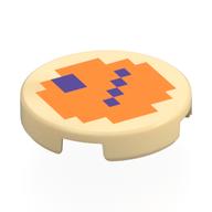 Lego Tile Round 2 x 2 with Pixelated Orange Face, Dark Purple Eyes, Mouth Print