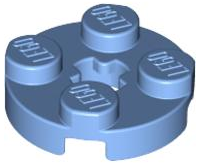 Lego Plate, Round 2 x 2 with Axle Hole / Medium Blue