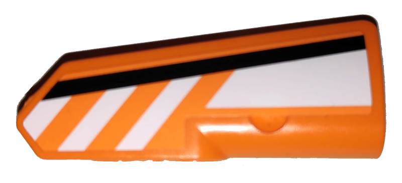 Lego Technic, Panel Fairing #21 Very Small Smooth, Side B with Black and White Stripes on Orange Background Pattern (Sticker) - Set 42038