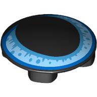 Lego Plate Round 2 x 2 with Rounded Bottom with Blue Cat Eye Print / Black