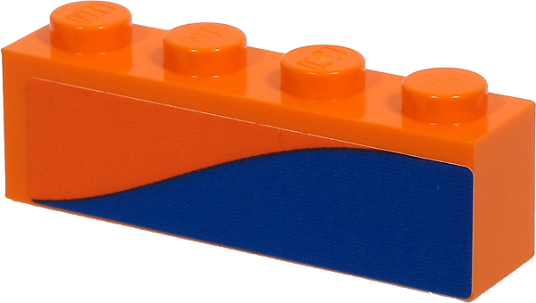 Lego Brick 1 x 4 with Blue Stripe on Orange Background Pattern Model Left Side (Sticker) - Set 60262