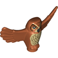 Lego Animal, Bird, Owl Small with Open Wings, Angular Features with Black Eyes, Dark Brown Spotted Chest Feathers Print / Dark Orange