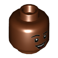 Lego Minifig Head Izzy Hawthorne / Monica Rambeau (Photon), Eyelashes, Open Mouth Smile / Smirk print / Reddish Brown