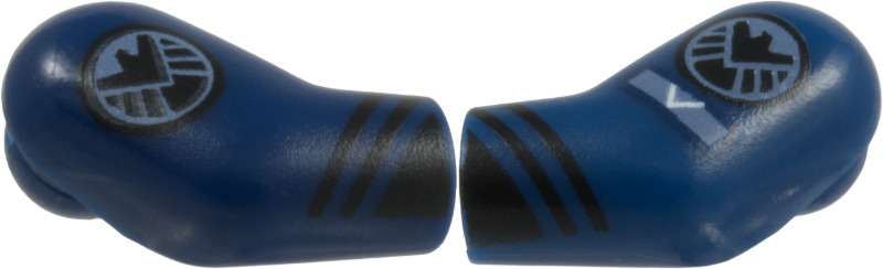 Lego Arm, (Matching Left and Right) Pair with Black Cuffs, Sand Blue SHIELD Logos, and Insignia with White Arrow Pattern