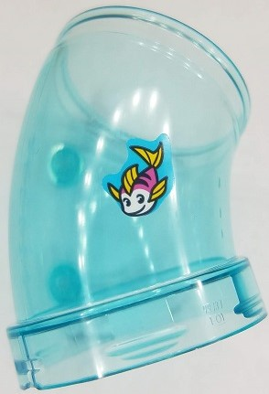 Lego Cylinder Tube, Curved 45 degrees with Fish with Yellow Fins Pattern (Sticker) - Set 41430 / Trans-Light Blue