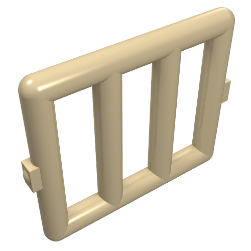 Lego Bar 1 x 4 x 3 Window [Side Tabs] / Tan