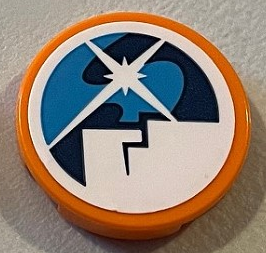Lego Tile, Round 2 x 2 with Bottom Stud Holder with Dark Blue, Dark Azure and White Arctic Explorers Logo Pattern (Sticker) - Set 60196