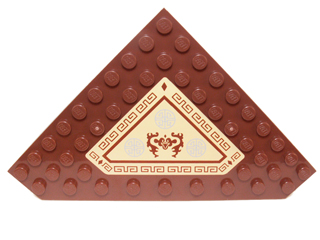 Lego Wedge, Plate 10 x 10 Cut Corner with no Studs in Center with Carpet with Asian Symbols and Geometric Border Pattern (Sticker) - Set 70751