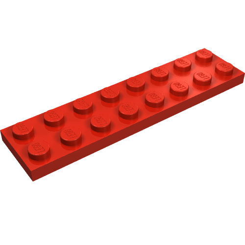 Lego Plate 2 x 8 with Waffle Bottom / Red