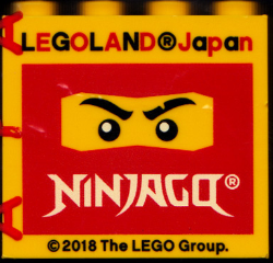 Lego Brick 2 x 4 x 3 with LEGOLAND Japan, Ninjago Logo, and Minifigure Eyes Pattern