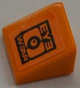 Lego Slope 30 1 x 1 x 2/3 with 'EYE' and 'WEAR' Pattern (Sticker) - Set 8186 / Orange