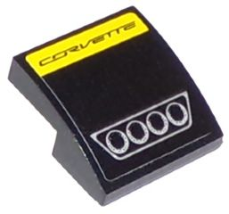 Lego Slope, Curved 2 x 2 x 2/3 with 'CORVETTE' and 4 Exhaust Pipes Pattern (Sticker) - Set 75870