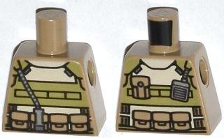 Lego Torso Olive Green Body Armor with Radio and Pockets Pattern / Dark Tan