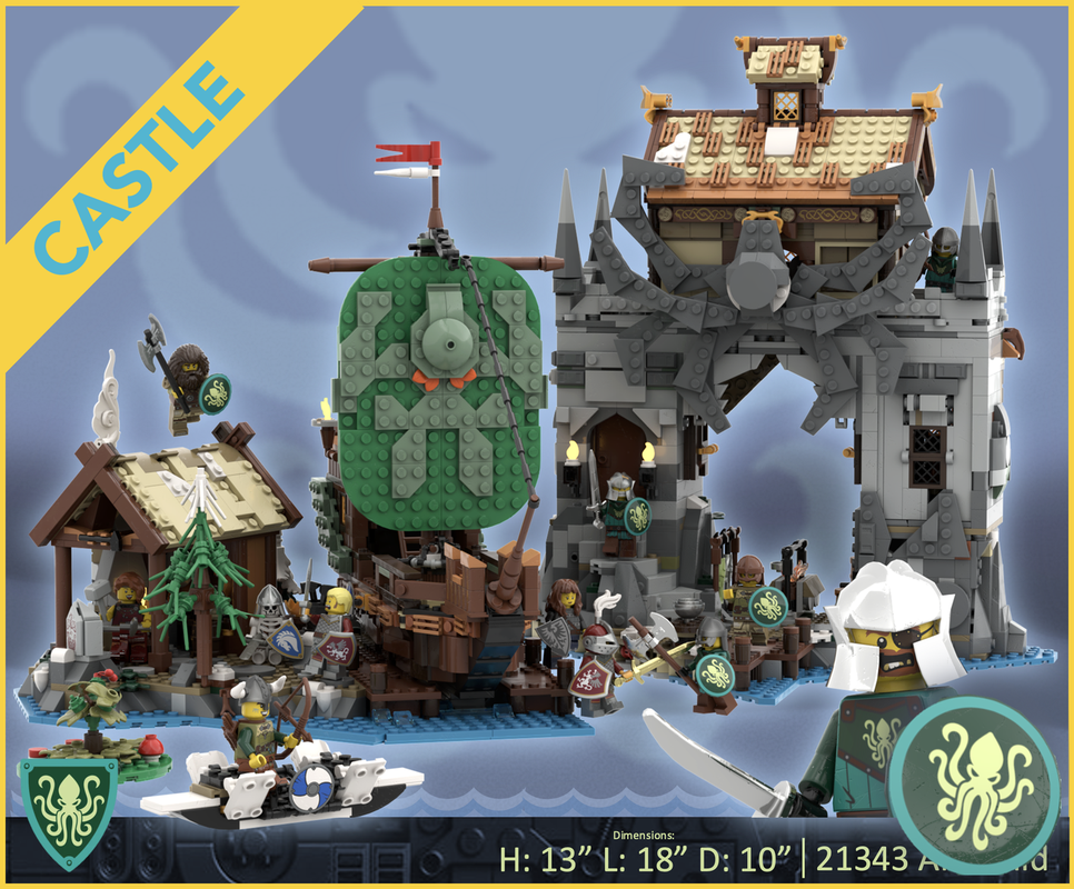Lego Kraken Keep - Castle Shipyard & Cog 21343 & 76428 Alt-Build