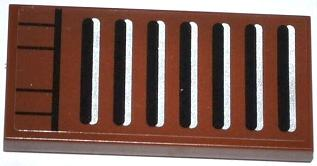 Lego Tile 2 x 4 with Grille Pattern (Sticker) - Set 75020 / Reddish Brown