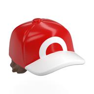 Lego Hair and Cap, Straight Short Hair Reddish Brown with White Circle Print / Red