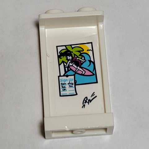 Lego Panel 1 x 2 x 3 with Side Supports - Hollow Studs with Surfing Poster and Sign Up Sheet Pattern on Inside (Sticker) - Set 41374