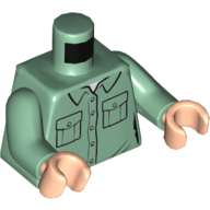 Lego Torso Shirt, Two Pockets Print, Sand Green Arms, Light Nougat Hands / Sand Green