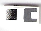 Lego Tile 1 x 2 with Black Air Outlet and Dark Bluish Gray Markings Pattern Model Right Side (Sticker) - Set 75876