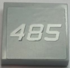Lego Tile 2 x 2 with White '485' on Light Bluish Gray Background Pattern (Sticker) - Set 8426