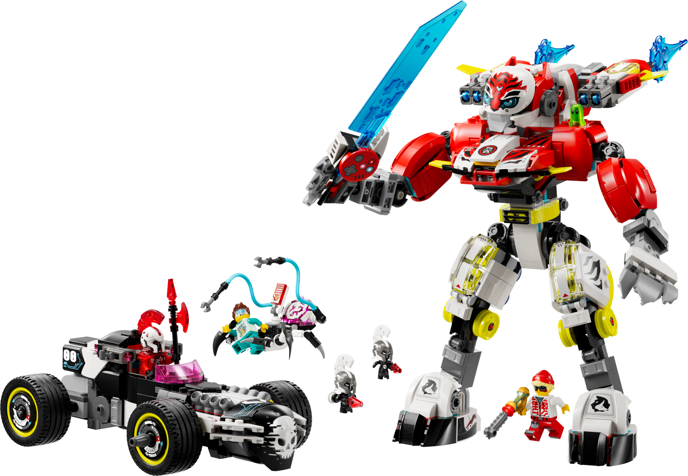 Lego Cooper's Tiger Mech & Zero's Hot Rod Car