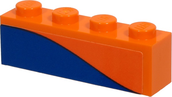 Lego Brick 1 x 4 with Blue Stripe on Orange Background Pattern Model Right Side (Sticker) - Set 60262 / Orange