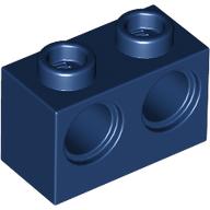 Lego Technic Brick 1 x 2 [2 Pin Holes] / Dark Blue