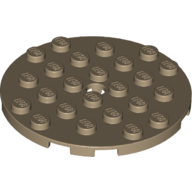 Lego Plate Round 6 x 6 with Hole / Dark Tan