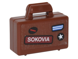 Lego Minifigure, Utensil Briefcase with 'SOKOVIA', Blue and White Stripes, White Star and Black Circle with Red Stripe Pattern (Sticker) - Set 76051