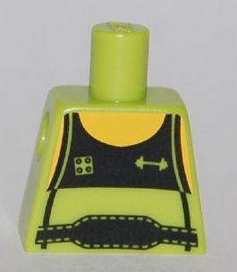 Lego Torso Tank Top with Black Front and Weight Lifter's Belt Pattern / Lime