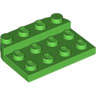 Lego Plate Round Corners Double 3 x 4 with 1 x 4 Raised Edge Studs / Bright Green