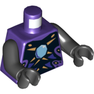 Lego Torso Snake with Light Blue Gem and Black and Gold Scales Print (Pythor), Black Arms and Hands / Dark Purple