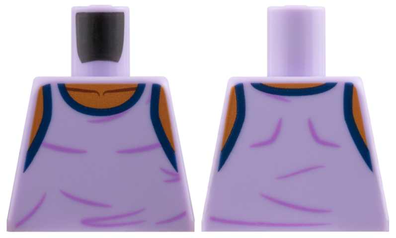 Lego Torso Tank Top, Dark Blue Hems, Medium Lavender Wrinkles, Sienna Neck Pattern
