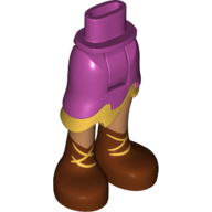 Lego Minidoll Hips and Asymmetrical Skirt with Wave Hem Gold and Medium Nougat Legs and Reddish Brown Boots with Gold Laces Print / Magenta