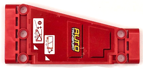 Lego Technic, Panel Plate 5 x 11 x 1 Tapered with 'AUTO TRANSPORT', White Triangles and Trailer Pattern Model Back Right Side (Sticker) - Set 42098