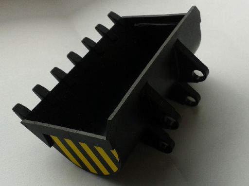 Lego Technic Digger Bucket 8 x 10 with Black and Yellow Danger Stripes Pattern on Both Sides (Stickers) - Set 8283 / Black