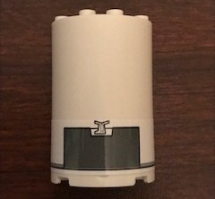 Lego Cylinder Half 2 x 4 x 5 with 1 x 2 Cutout with SW Dark Bluish Gray Hatch Pattern (Sticker) - Set 75244 / White