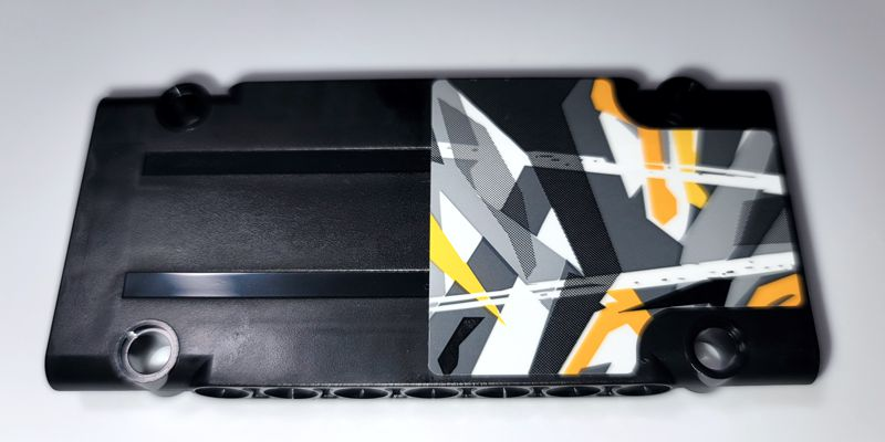 Lego Technic, Panel Plate 5 x 11 x 1 with White, Yellows and Grays Stone Background Pattern (Sticker) - Set 42069 / Black