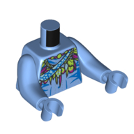 Lego Torso with Long Arms, Na'vi, with Lime/Dark Purple Feathers Decoration print, Medium Blue Arms and Hands / Medium Blue