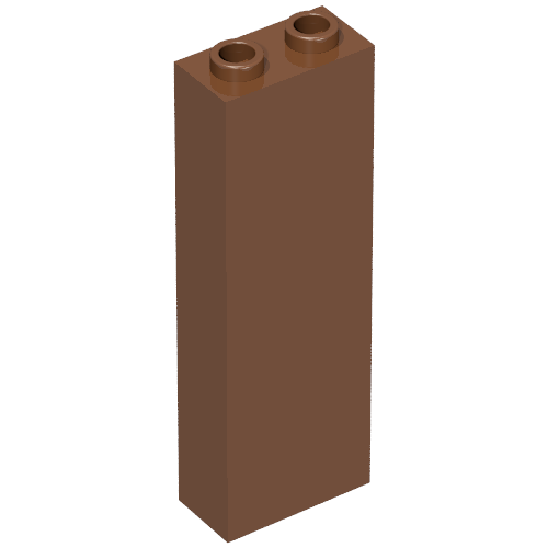 Lego Brick 1 x 2 x 5 with Blocked Open Studs and Bottom Stud Holder with Asymmetric Ridges / Reddish Brown