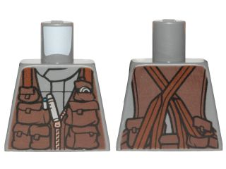 Lego Torso SW Jumpsuit with Brown Vest with Pockets Pattern (Bodhi Rook) / Dark Bluish Gray