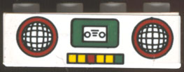 Lego Brick 1 x 4 with Radio and Tape Player Pattern (Sticker) - Set 4165