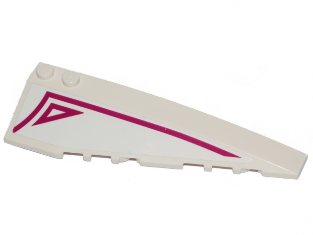 Lego Wedge 10 x 3 Right with Magenta Stripe and Outlined Triangle on White Background Pattern (Sticker) - Set 70849