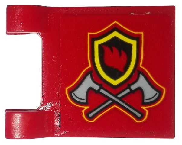 Lego Flag 2 x 2 Square with Flat Edge with Fire Badge and Axes Pattern on Both Sides (Stickers) - Set 10263