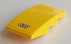 Lego Slope, Curved 4 x 2 with White 'CITY' Pattern (Sticker) - Set 60098 / Yellow