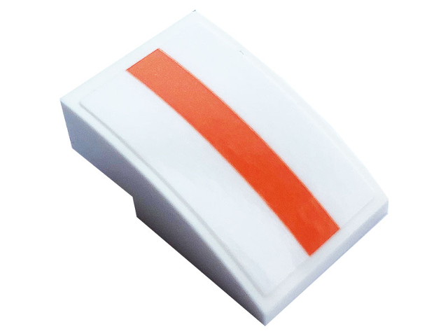 Lego Slope, Curved 3 x 2 with Orange Stripe Pattern (Sticker) - Set 75937