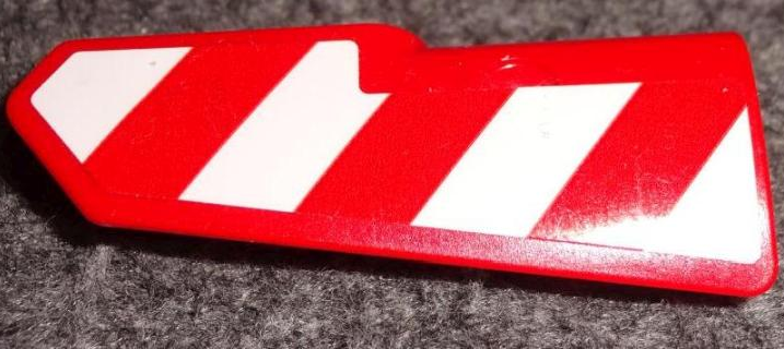 Lego Technic, Panel Fairing #22 Very Small Smooth, Side A with Red and White Danger Stripes Pattern (Sticker) - Set 42075 / Red
