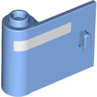 Lego Door 1 x 3 x 2 Left - Open Between Top and Bottom Hinge with White Line Print / Medium Blue