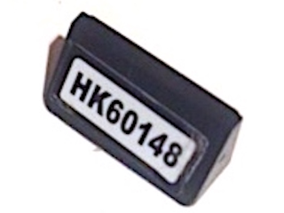 Lego Slope 30 1 x 2 x 2/3 with 'HK60148' Pattern (Sticker) - Set 60148 / Black