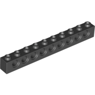 Lego Technic Brick 1 x 10 [9 Pin Holes] / Black